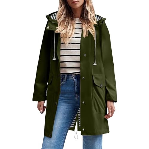 Chubasquero Mujer Impermeable Largo Viaje Talla Grande Chaqueta Cortavientos Running Montaña Ciclismo Moto Ligero Transpirable Abrigo de Lluvia Moda Gabardina para al Aire Libre Trekking Acampada