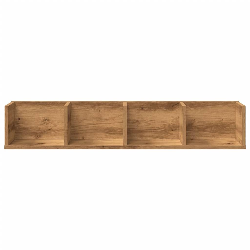 Mensola Porta CD, Scaffale da Parete in Legno Rovere con 4 Scomparti, Design Moderno per Collezioni Musicali o Libri, 100 x 18 x 18 cm