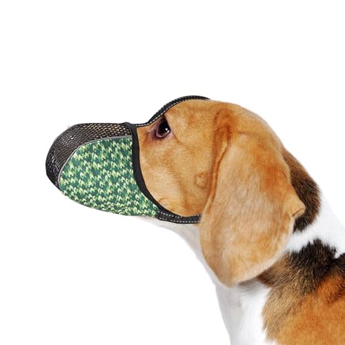Image of Dog Muzzle Medium Sized Dogs Anti Bite Bark Soft Air Mesh Muzzles Reflective Ajustable Full Coverage Dog Mouth Guard Cover for Grooming Scavenging Green M