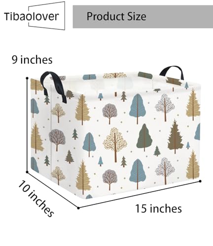 Image of Rectangular Kids Storage Bin Gift & Baby Organizer Shelf Book Basket Room Decor (Grey Tree)