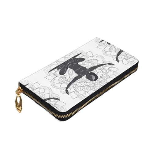 (Yoga Meditation) Print Women's Long Wallet Clutch with Zipper Multiple Card Slots Coin Pocket Elegant Ladies Purse3