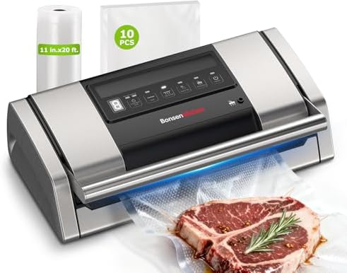 Bonsenkitchen Envasadora al Vacío, Capacidad de Succión 15 L/min,...