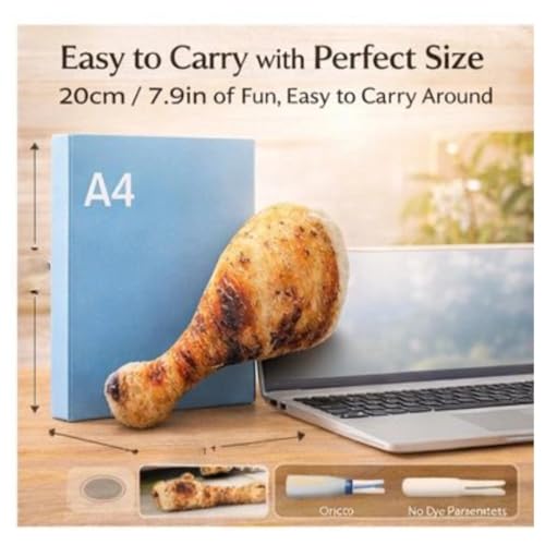 KIMISS 3D Hühnerbein Kissen Plüschtier, 20cm Simulation Lebensmittel Hühnerbein Plüschtier Chicken Wing Drumstick Fried Kissen Kissen Weicher Überwurf Kissen Home Decor (Wie Gezeigt)