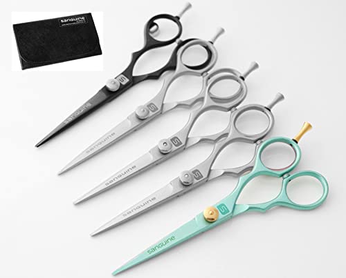 Sanguine Hair Scissors, Hairdressing Scissors, with Presentation Case, Professional or Personal use (Green)