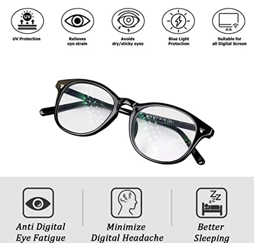 Image of IFLASH Blue Light Blocking Glasses Gaming Filter Transparent Round Eyeglasses for Eye Protection Men Women, Computer /Tablet /Laptop /Mobile /TV, Anti-blue & Anti eyestrain