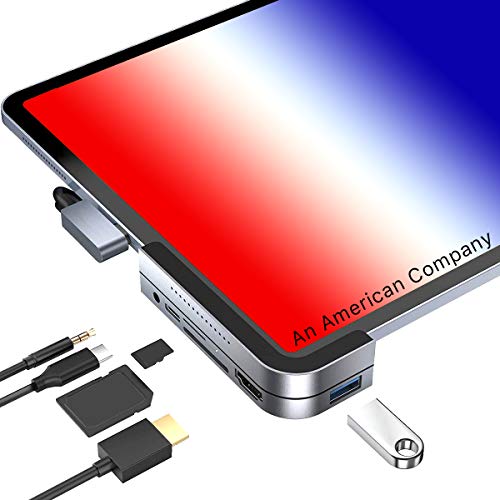 Creative Product CharJenPro USB C Hub for iPad Pro 2020 - 2018, CharJenPro Angle USB C Hub for iPad Pro, MacBook Pro 16", 15" 13". 4K HDMI, 3.5mm Jack, Micro SD / SD Card Reader, USB 3.0, USB C PD