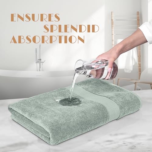 Image of White Classic Luxury Soft Bath Sheet Towels - 650 GSM Cotton Luxury Towels Extra Large 35x70 | Highly Absorbent and Quick Dry | Hotel Quality, Green, 2 Pack