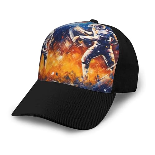 DHNBLQDP Baseballkappe mit Handschuhen, bedruckt, Unisex, verstellbar, Trucker-Kappe, Sonnenhut, American Football Galaxy Space Play, One size