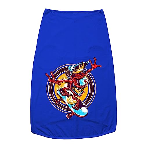 Image of Dog T-Shirt Cali Skater Printed Round Neck Sleeveless Tank /Tee Comfort, Breathable, Lightweight Dog Clothes /Apparel for Small /Medium and Big Dogs Breeds.(Royal Blue /L)