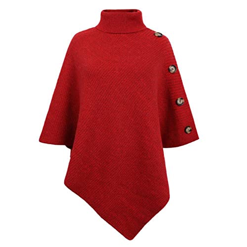 Poncho de punto con capucha para mujer capa reversible de invierno
