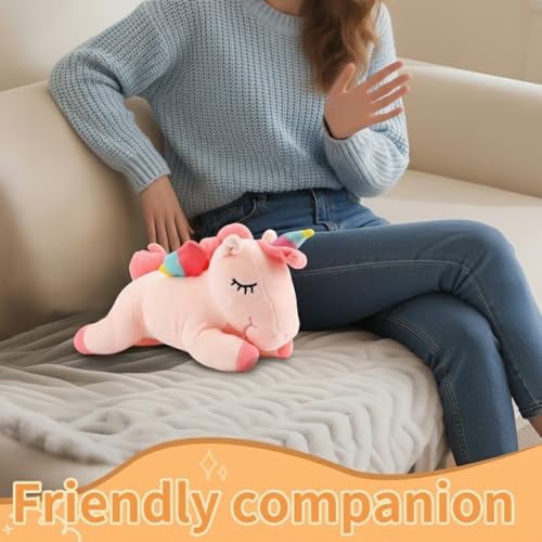 Image of Sleeping Unicorn Stuffed Animal, 12 Inches Unicorn Plush Toys for Girls Women Girlfriend, Pink Soft Plush Hugging Pillow, Cute Lovely Stuffed Animal Cuddle Toy Gifts for Valentine Christmas Birthday