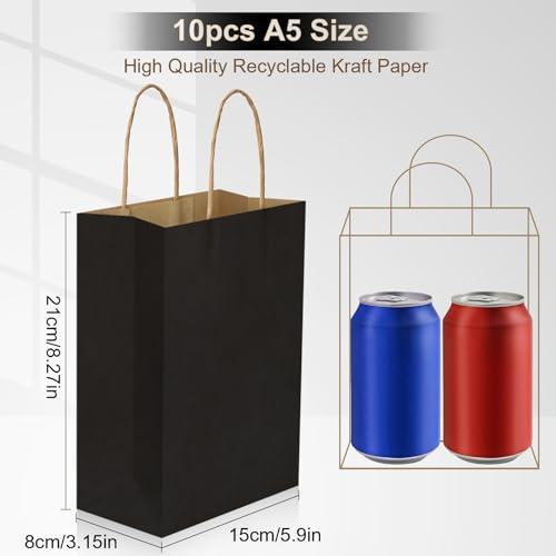 10 Pcs Black Paper Party Bags with Twist Handles - Image 2