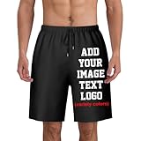 Custom Shorts for Men, Custom Swim Trunks Men Personalized Beach Board Shorts Swim Trunks Summer Swimming Shorts Swimwear Funny Shorts Customized Gifts Add Logo Photo Text Quick Dry Small Black