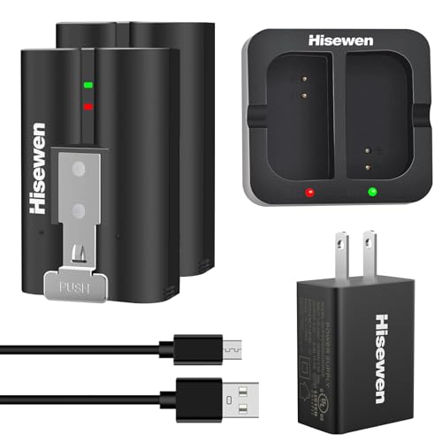 Hisewen 2 Pack 6040mAh Replacement Battery with Charger station for Ring-Doorbell Camera 2/3/3plus/4, Stick Up Cam Battery and Spotlight Camera (UL Certificated AC Adapter Included)