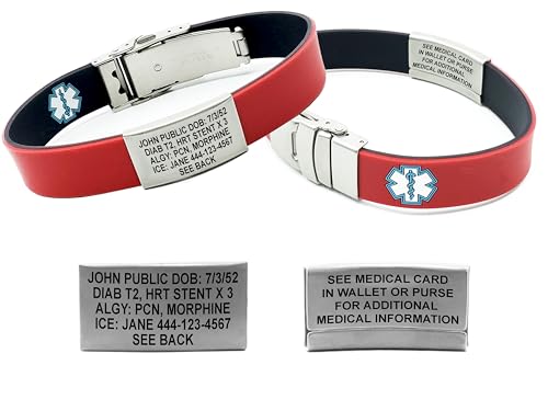 Medical Id Bracelets For Women Silicone Adjustable Medical ID