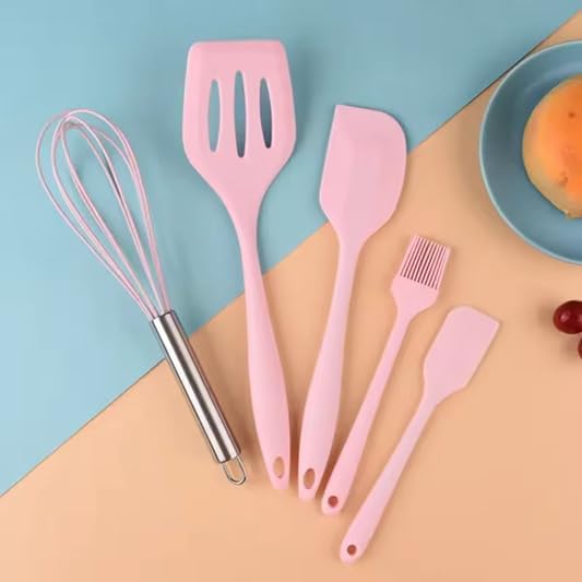 Miniatura 6 de Juego de espátulas de silicona de 5 piezas con batidor de huevos y cepillo para untar, resistentes al calor, antiadherentes, sin BPA, para cocinar