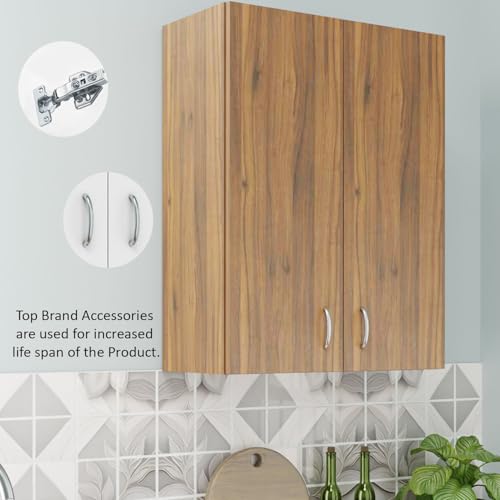 Image of VIKI Furniture |Buffet Modular Kitchen Wall Cabinet - Two Door Cabinet | Space Saving Rack for Spices | DIY Home Storage Cupboard (Brussel Walnut - 30D x 80W x 80H cm) | 1 Year Warranty