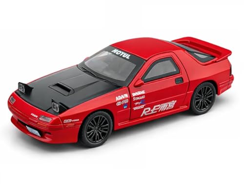 Image of WORSHIPER 1:32 Scale Mazda RX-7 Diecast Model Car with Sound & Light, Alloy Pull Back Toy Car, Openable Doors, Collectible Mini Car Gift for Kids Boys Girls (1:32 Mazda RX-7[Red])