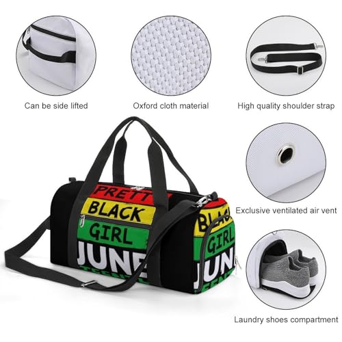 Sport Duffle Bag Travel Weekender Carry On Beach Yoga Overnight Luggage Bag Juneteenth Pretty Black Girl3