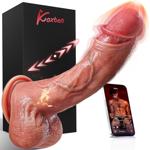 Thrusting Dildo Adult Toys Vibrator - APP Control Penis with 9 Vibe + 9 Thrust + Warm, Soft Realistic Dildo G Spot Vibrator Anal Dildo G-Spot Dildo Male Sex Toys for Women Nipple Toys Nipple Weights