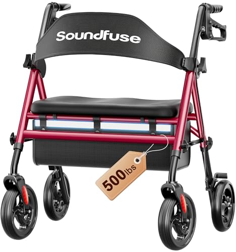 soundfuse Foldable Bariatric Walker for Seniors 20 Ergonomic Padded Seat