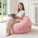 HABUTWAY Bean Bag Chair 2FT Bean Bag Chairs with Memory Foam Filled,2' Small Comfy Beanbag Chair with Soft Faux Fur Cover,Comfy Bean Bag Sofa for Classroom,Living Room,Game Room,Bedroom-Pink