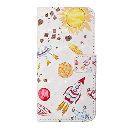 Shukukan Note 10 Wallet Case, 3D PU Leather Note 10 Cases, Notebook Flip Cover with Cute Stickers Anti Slip Slim Protective Phone Holster for Samsung Galaxy Note 10 Rocket