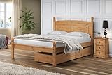 Corona Pair of Underbed Drawers Solid Wood Pine Wooden Gliding On Wheels Casters Mexican Style Bedroom Storage Under Bed 25cm High 91cm Wide 66cm Deep x2