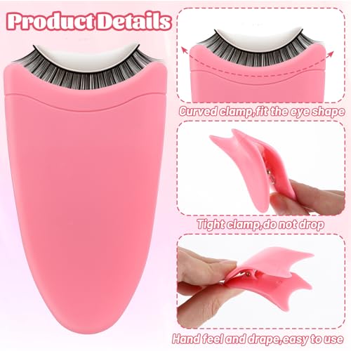Elegaperma 6pcs False Eyelash Applicator Tool, Lash Clip Applicator, Portable False Eyelash Clip for Easy Fake Eyelashes Application Beginners, Pink