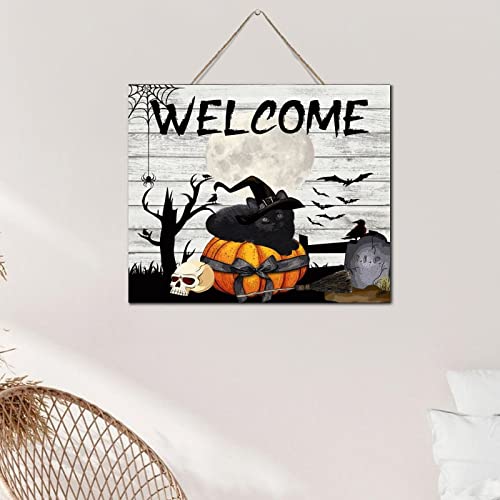 Citrouille effrayante panneau bois Halloween rustique déco table intérieur
