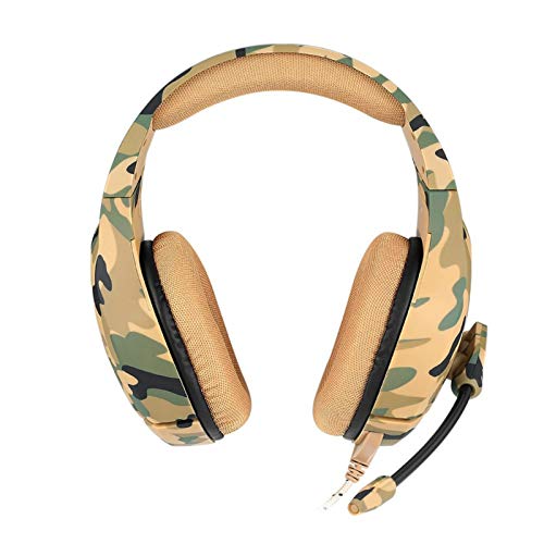 Feixunfan Gamer Kopfhörer 3,5 mm Camouflage-Spiel Helm mit Stereo-Micro/Rausch-Stornierung/atmungsaktive geflochtene Linie/atmungsaktive Memory-Foam für den Laptop-Computer Cover