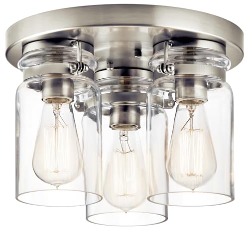 Kichler Brinley 11.75" 3-Light Flush Mount Light, Brushed Nickel