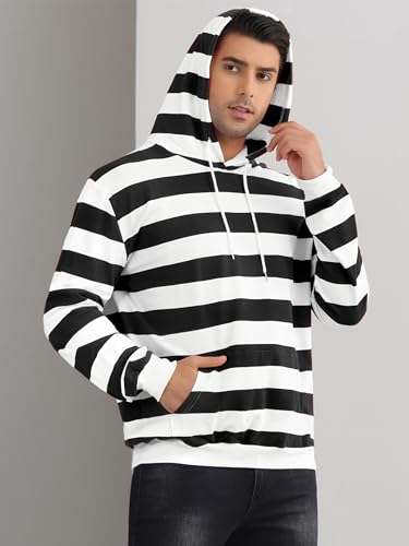 Lars Amadeus Striped Sweatshirt for Men's Long Sleeves Drawstring Pullover Hooded Sweatshirts Hoodie2