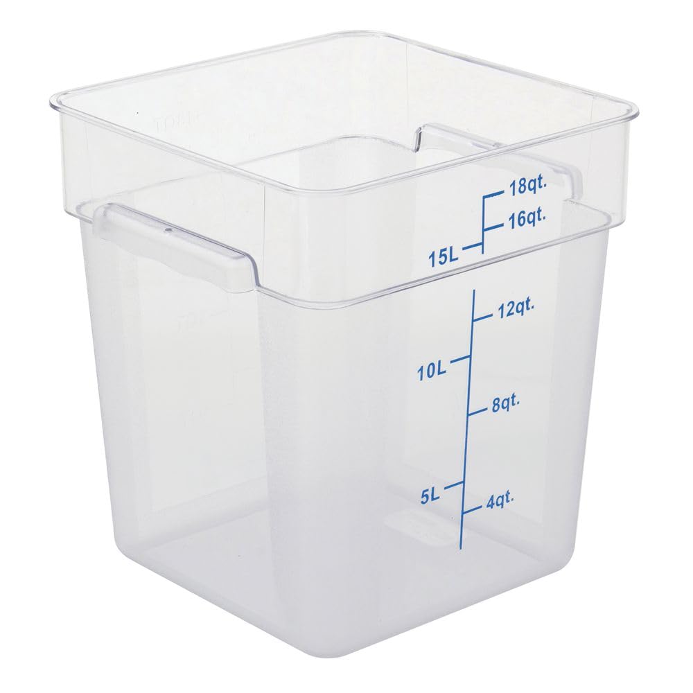 Clear Square Food Storage Container - 11 13/100" L x 11 13/100" W x 12 29/100" H by HUBERT – Plastic, Clear, Model 0105006-PC