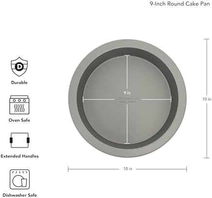 KitchenAid Nonstick Swiss Engineered Aluminized Steel Round Cake Pan, Dishwasher Safe, 9 Inch, Contour Silver - Thumbnail 4