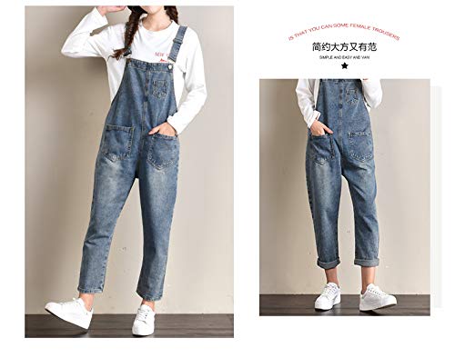 SOUGAO Macacão Jeans Feminino Calças de Suspensórios Jeans Soltos Tamanho Grande G