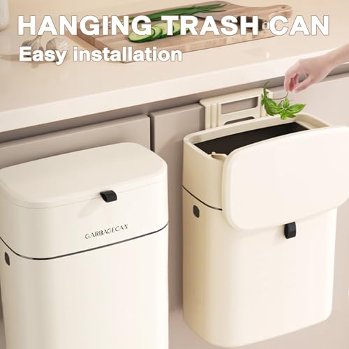 Caneca de basura colgante beige 9 litros para cocina miniatura 2