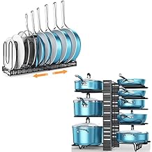 ORDORA Pots and Pans Organizer Under Cabinet, Expandable Cutting Board Pot Lid Organizer for Cabinet