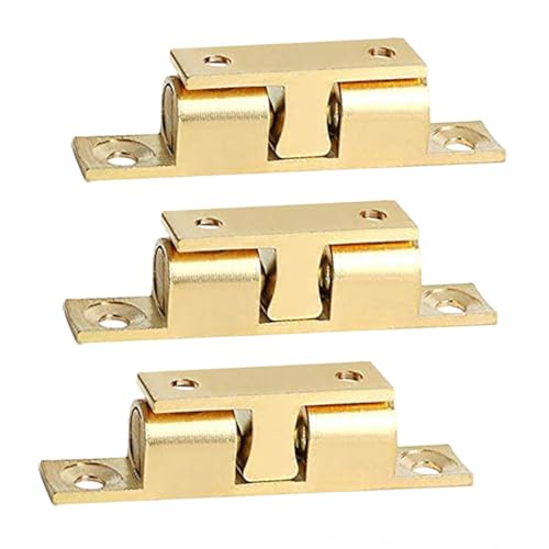 HOLIDYOYO 3個 製ダブルボールキャッチ クローゼット キャビネット用弾簧式ローラーラッチ 静音スムーズ開閉 家具扉固定 取り付け簡単