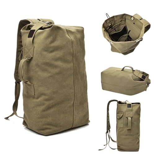Image of Turtle Trek Travel Backpack Military Top Load Shoulder Bag Large Canvas Army Rucksack Trekking Hiking Duffle Luggage Bag with Multiple Pocket Compartments