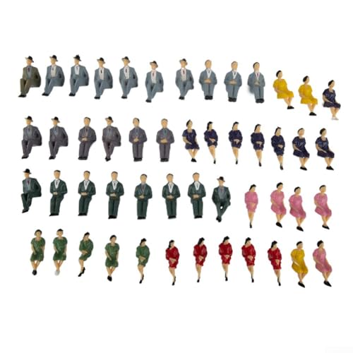 50 Pcs Mini People Figurines 1: 32 Scale Model Trains Architectural Painted People Figures, Sitting Plastic Miniature Figures For Miniature Scenes, Decorative Architectural Model Supplies