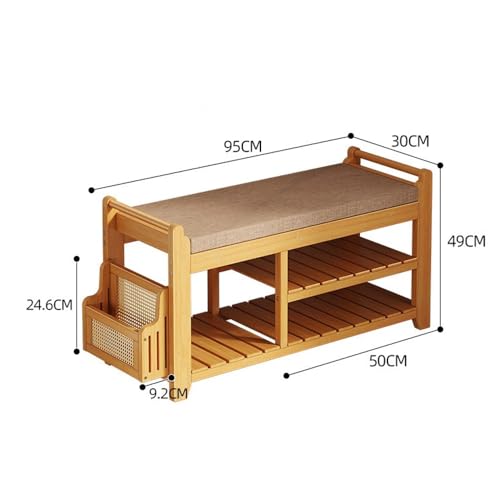 Meuble intégré rangement chaussures tabouret d'entrée orange moderne - 4