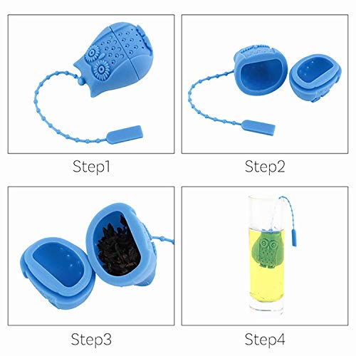 Tvoip 3Pcs Food Grade Silicone Tea Infuser Filter Creative Cartoon Owl Tea Strainer Container Reusable Tea Bags Teapots Accessories #TOP4