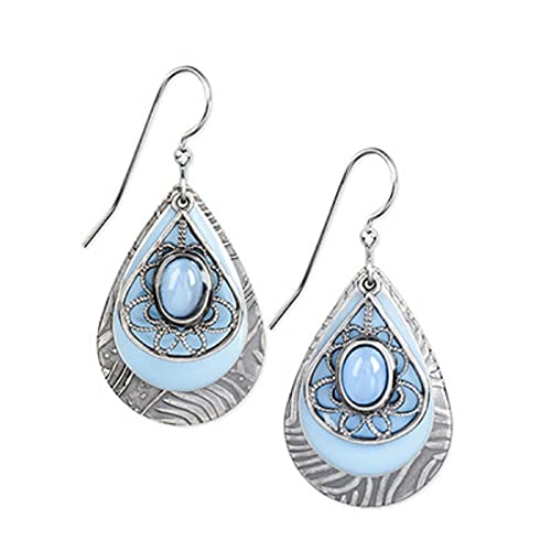 Silver Forest Surgical Steel Blue Moonstone Filigree Earrings Ne-0792B #TOP9