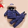 Heren- en dames Baby Winter Skishleding Rits Hooded Down Jack + Jumpsuit Afneembare Bontkraag