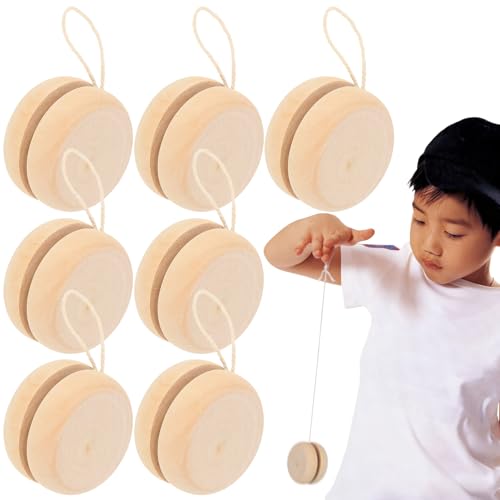 DECHOUS 15-Pack Wooden Yoyo for Kids: Small Yo-yo Toy Bulk for Beginners, Unfinished Wooden yoyo Party Favors for Boys Girls Ages 3-8, Birthday Classroom Prizes
