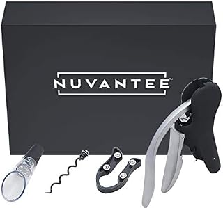 Nuvantee Wine Opener Set - Best Automatic Rabbit Lever Style Corkscrew Bottle Opener - With Bonus Wine Aerator Decanter, Foil Cutter and Replacement Corkscrew Plus Free Wine Guide(e-book) In A Beautiful Gift Box