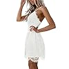AOOKSMERY-Women-Summer-V-Neck-Spaghetti-Straps-Lace-Backless-Party-Club-Beach-Mini-Midi-Dresses AOOKSMERY Women Summer V-Neck Spaghetti Straps Lace Backless Mini Party Club Beach Dresses (White, Small)