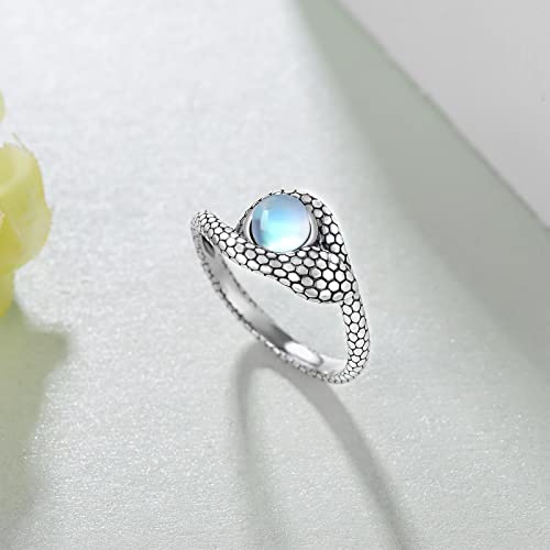 Svodea Moonstone Snake Rings For Women Men,925 Sterling Silver Vintage Snake Statement Rings,Dainty Animal Band Gifts For Boy Teen Girls #TOP2