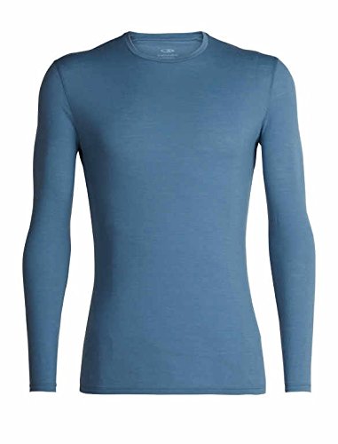 Icebreaker Merino Men's Anatomic Long Sleeve Crewe Base Layer Underwear, Large, Granite Blue